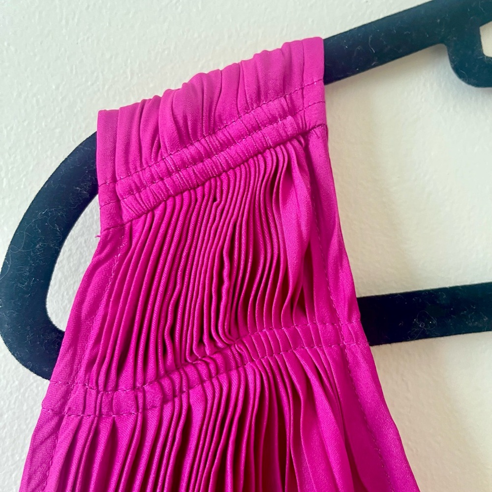 Banana Republic Fuchsia “Purple Planet” Asymmetrical Pleated Mini Dress Small - Picture 4 of 7